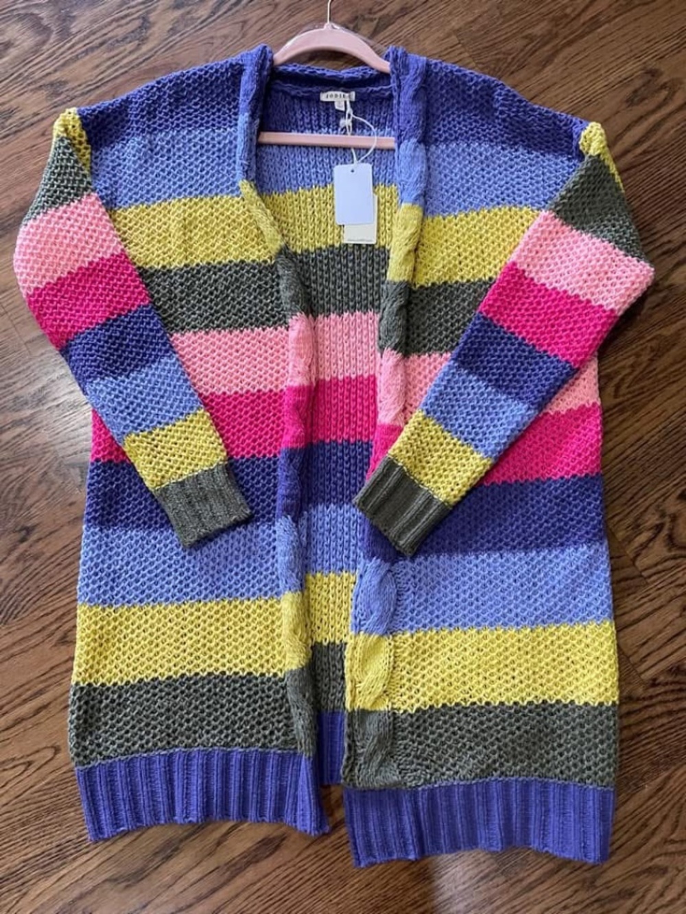 Jodifl Colorful open front crochet cardigan💓🌈 NWT